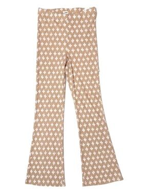 Aerie high waisted cropped kick flare pants - ribbed - tan pattern - small